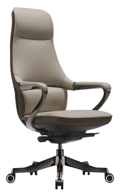 REYA, židle kancelářská, titan kříž, cappucino kůže/šedohnědá (taupe) PU